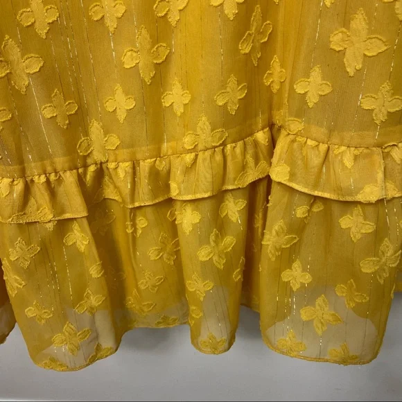 NWT Nordstrom Julia Jordan Size 12 Mustard Yellow Jacquard Midi Dress New W Tags - Picture 10 of 16
